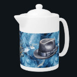 Pads Mood Music Blue Fedora Porcelaine Teapot<br><div class="desc">Pads Mood Music Blue Fedora Porcelaine Teapot</div>