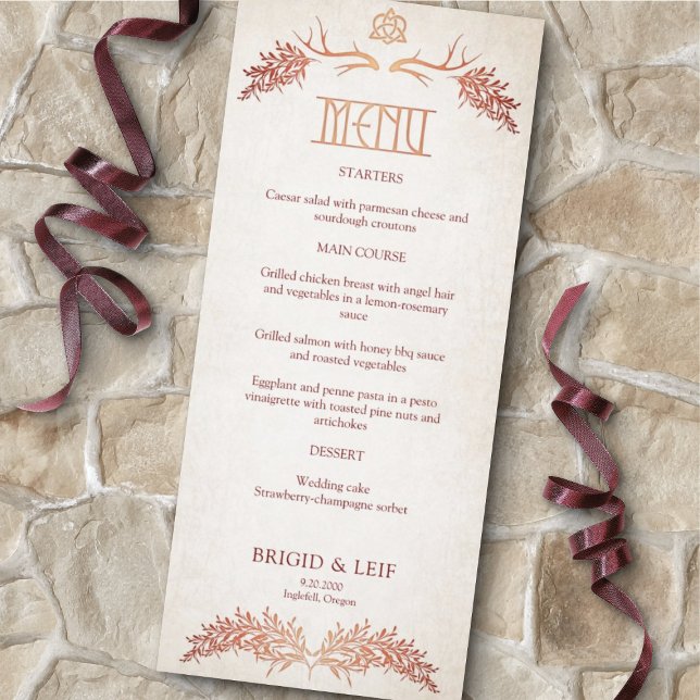 Pagan Celtic Antlers Automne Mariage Menu (Créateur téléchargé)