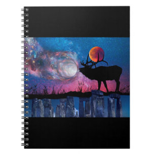 Pagan Stag Moon Galaxy Stonehenge Carnet Journal