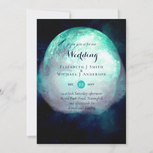 Pagan Turquoise Lune Gothique Mariage Invitation