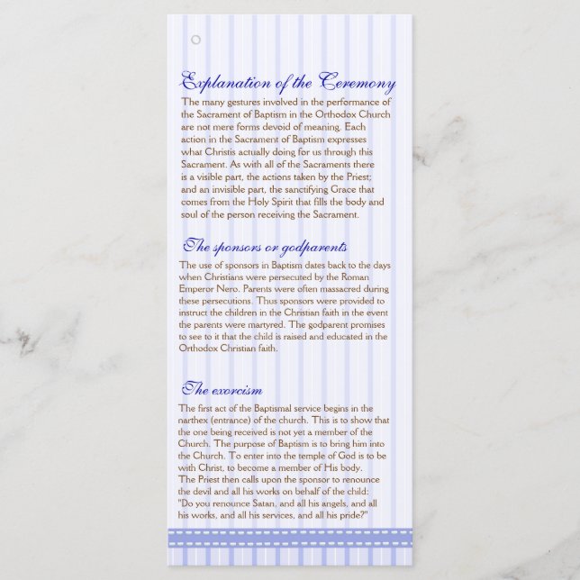 Page 2/5 Programme de baptême des églises orthodox (Devant)