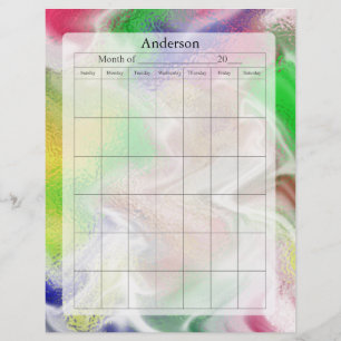 Page Calendrier vide, Conception des couleurs flou