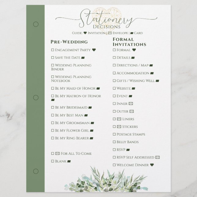 Page Classeur de la décision de papeterie wedding  (Devant)