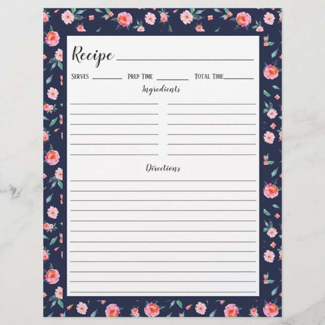 Page Classeur de la recette de motif de fleurs ros (Devant)