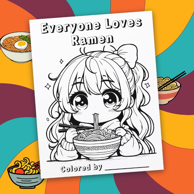 Page Color Me | Anime Girl Mange Ramen (Créateur téléchargé)