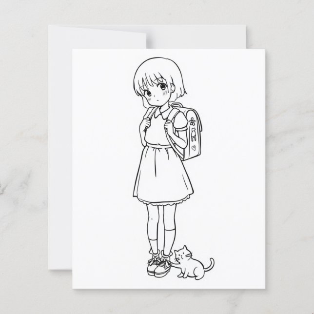 Page Color Me pour enfants | Anime kitten (Devant)