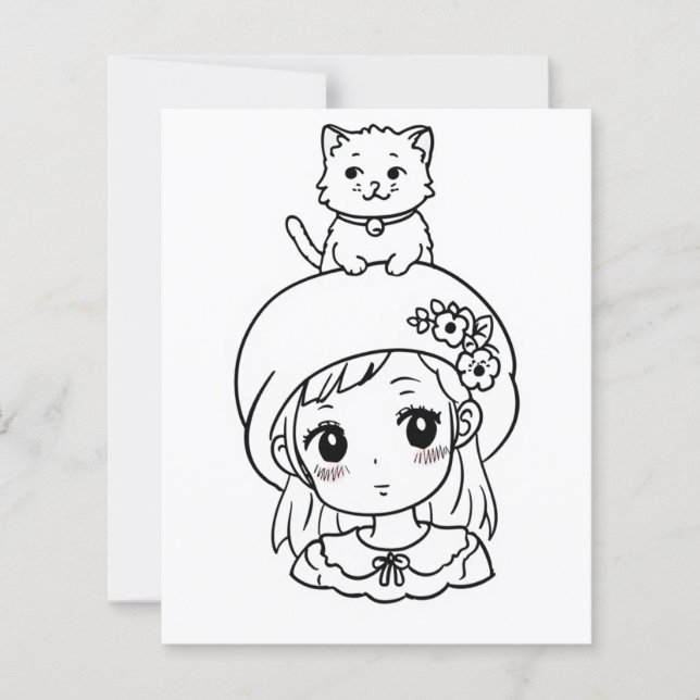 Page Color Me pour enfants | Anime kitten (Devant)