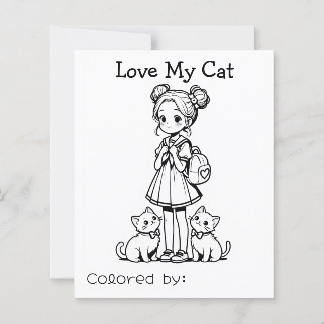 Page Color Me pour enfants | Anime Love my cat (Devant)