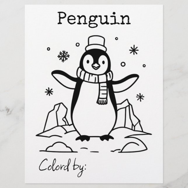 Page Color Me pour enfants | Anime Penguin (Devant)