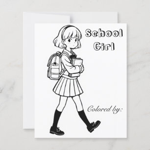 Page Color Me pour enfants   École Anime fille