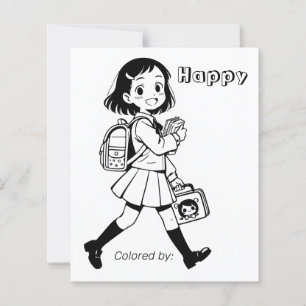 Page Color Me pour enfants   École Anime fille