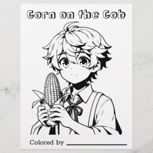 Page Color Me pour enfants Maïs sur le Cob