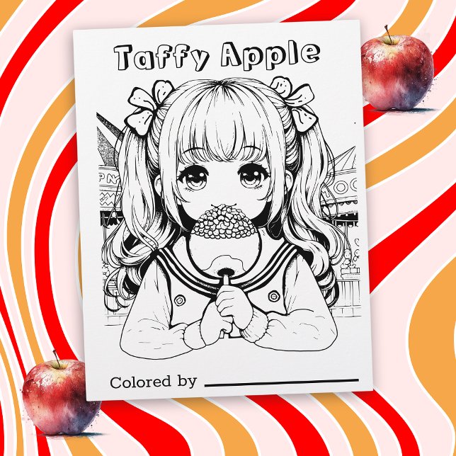Page Color Me pour enfants | Taffy Apple Anime Gir (Créateur téléchargé)