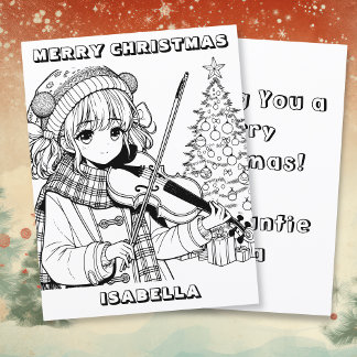 Page Coloriage de Noël de la fille Anime