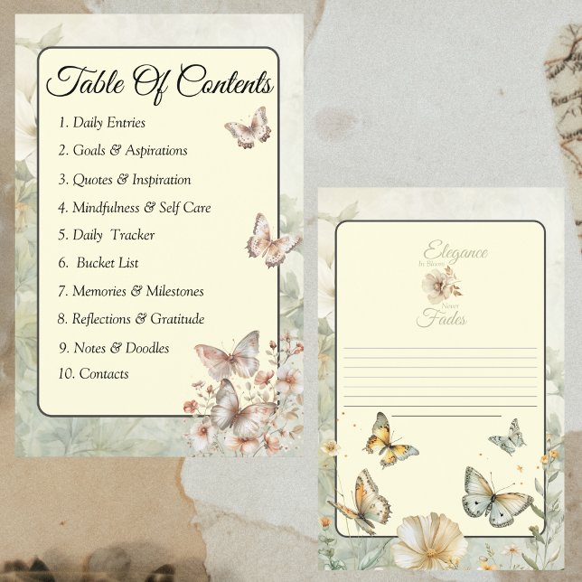 Page Cottage Chic Fleur sauvage Classeur Contenu (Créateur téléchargé)