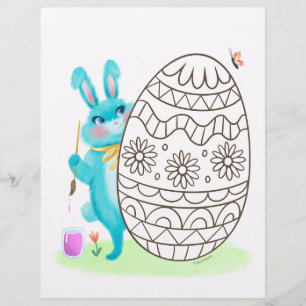 Page Couleur de lapin lapin et d'oeuf de Pâques bl