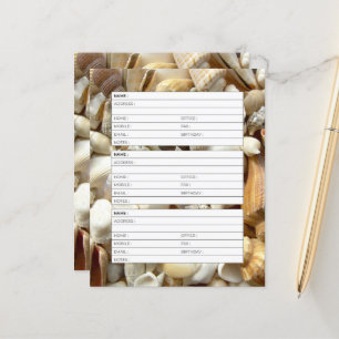 page de carnet d'adresses de coquillages