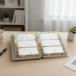 Page de carnet d'adresses floral rose vintage