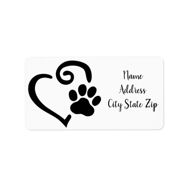 **PAGE DE CHIENS AVEC COEUR** ÉTIQUETTES DE ADRESS (Devant)