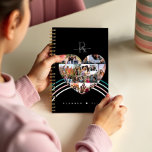 Page de collage de la grille de photos du coeur Mo<br><div class="desc">Moderne grille photo collage photo planner avec plusieurs modèles photo pour ajouter vos souvenirs photo préférés. Ajoutez votre nom avec votre monogramme. Un amusant arc-en-ciel rose et bleu est ajouté derrière le collage du coeur photo. L'envers est doté de plusieurs photos de coeur ainsi que d'un amusant motif design arc-en-ciel....</div>