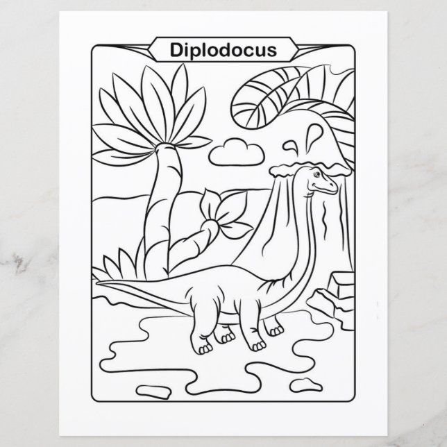 Page de coloration de dinosaures - Diplodocus (Devant)