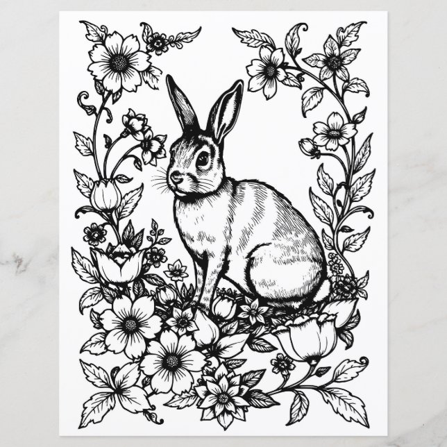Page de coloration de lapin Art nouveau 1 (Devant)