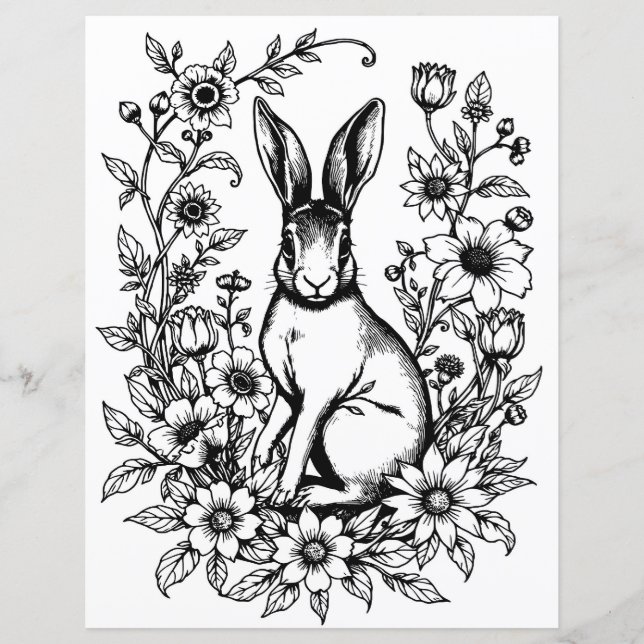 Page de coloration de lapin Art nouveau 2 (Devant)