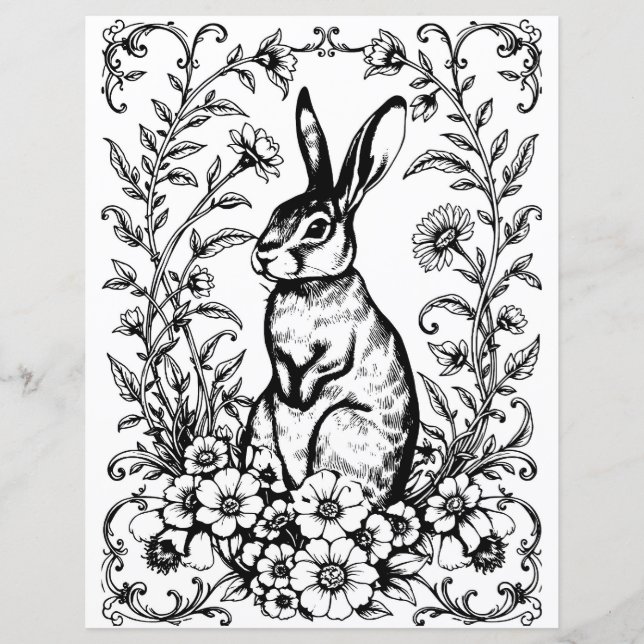 Page de coloration de lapin Art nouveau 3 (Devant)
