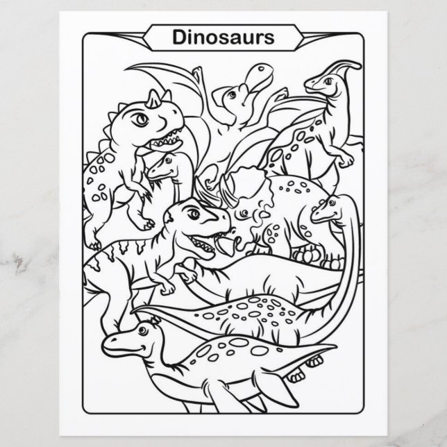Page de coloration des dinosaures (Devant)