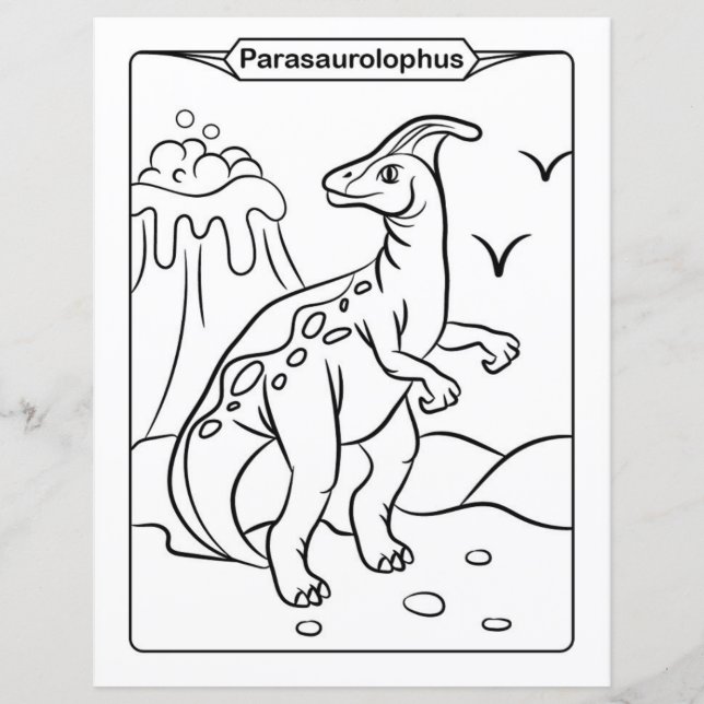 Page de coloration des dinosaures - Parasaurolophu (Devant)