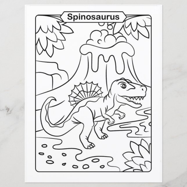 Page de coloration des dinosaures - Spinosaurus (Devant)