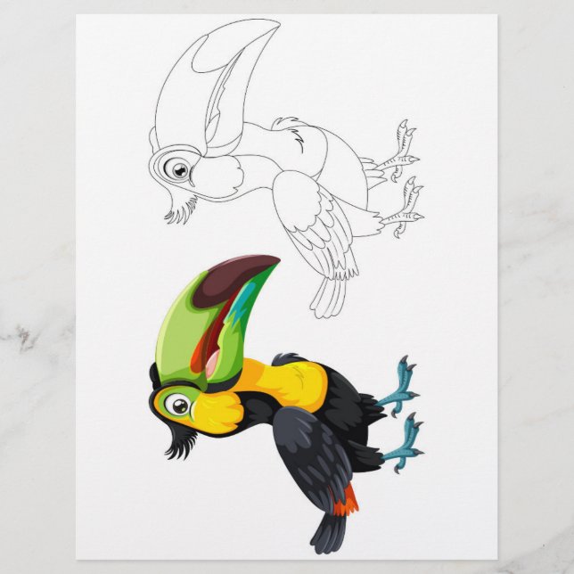page de coloration des oiseaux toucan (Devant)
