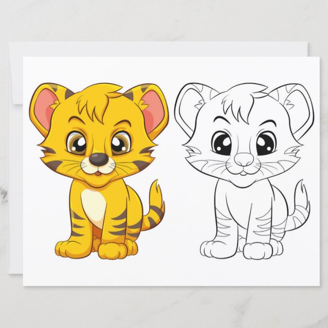 Page de coloration du tigre mignon (Devant)
