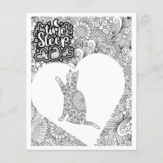 Page de coloriage adulte pour chat à l'heure du co
