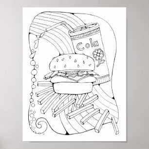 Page de coloriage Burger Art Poster