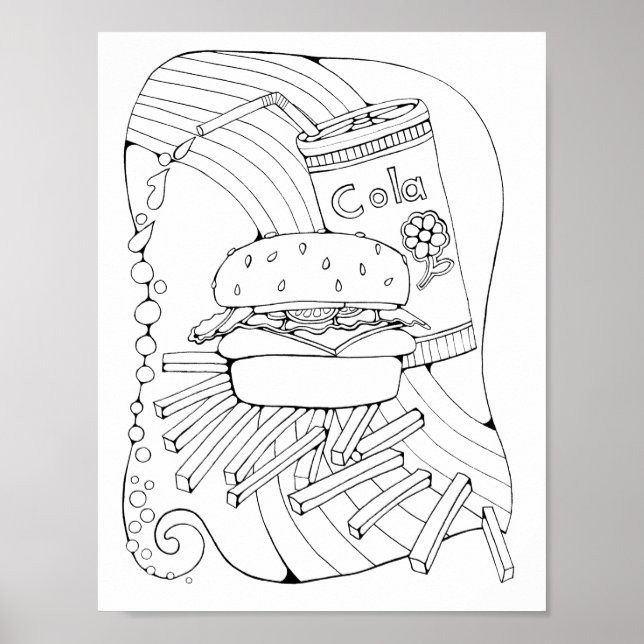 Page de coloriage Burger Art Poster (Devant)