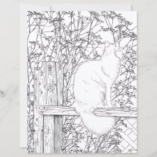 Page de coloriage - Chat sur une clôture