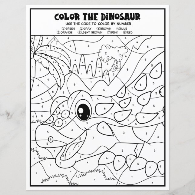Page de coloriage d'activité de dinosaure pour enf (Devant)