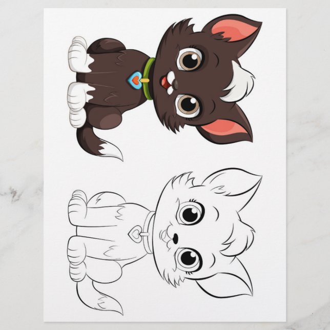 Page de coloriage de chat de dessin animé mignon (Devant)
