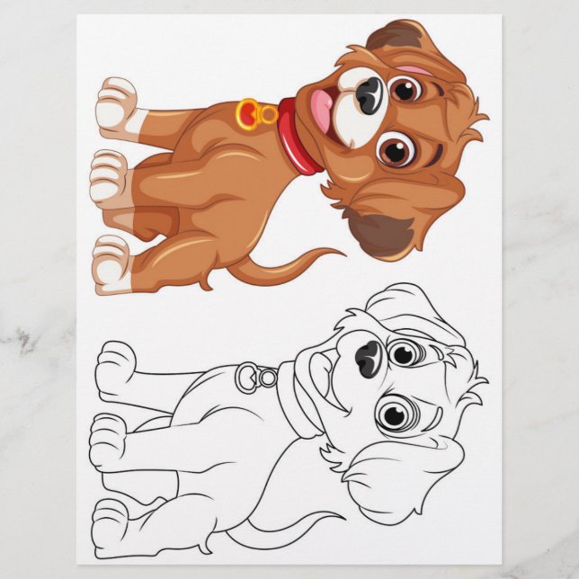Page de coloriage de chien de dessin animé mignon (Devant)