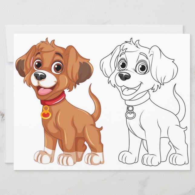 Page de coloriage de chien de dessin animé mignon (Devant)