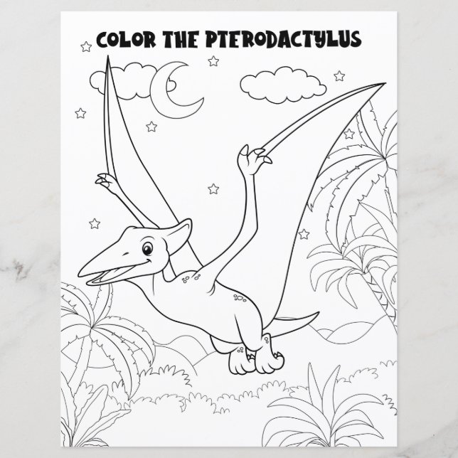 Page de coloriage de dinosaure amusant et mignon p (Devant)