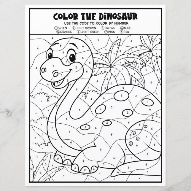 Page de coloriage de dinosaure amusant pour enfant (Devant)