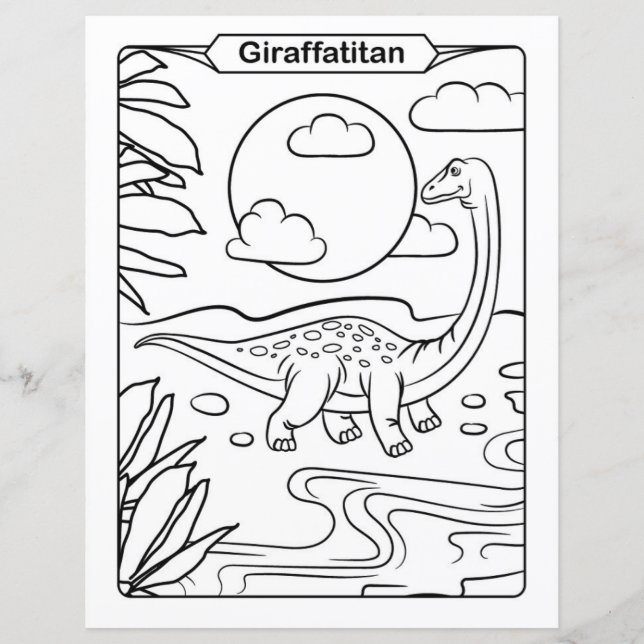 Page de coloriage de dinosaure - Giraffatitan (Devant)