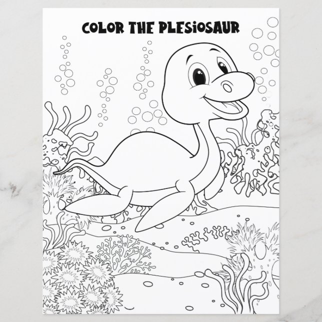Page de coloriage de dinosaure Plesiosaurus pour e (Devant)