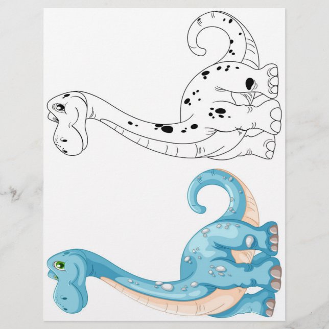 Page de coloriage de dinosaures mignons (Devant)