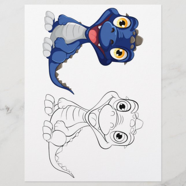 Page de coloriage de dragon de dessin mignon (Devant)