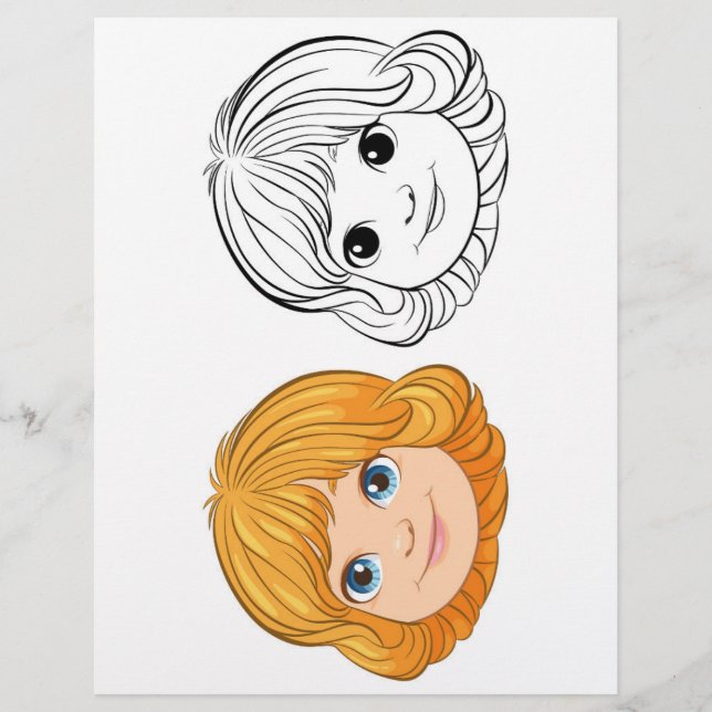 Page de coloriage de fille mignonne (Devant)