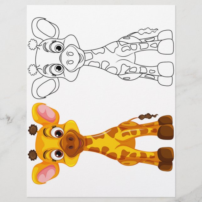 Page de coloriage de girafe mignon (Devant)