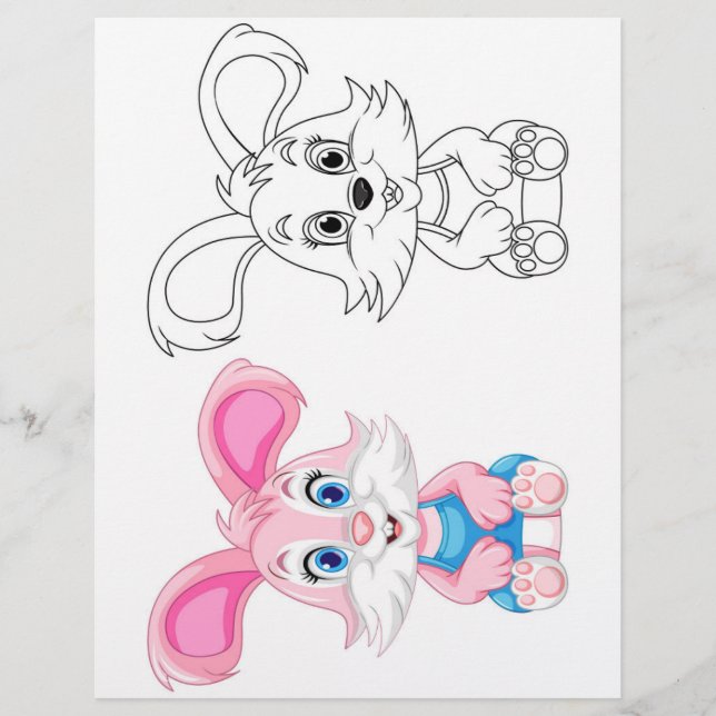 Page de coloriage de lapin de dessin mignon (Devant)